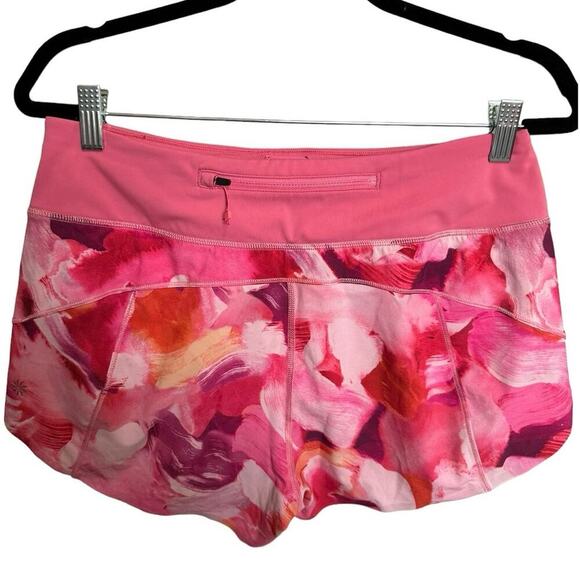 Athleta Run With It Shorts Activewear Mid Rise Floral Pink Size Small - Picture 6 of 10
